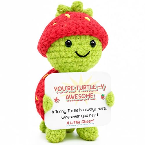 Teen Girl Gifts Trendy Stuff, Turtle Positive Crochet Doll – Emotional Support “You’re Turtle-y Awesome” Encouragement Gift for Coworker, Graduation Gifts, Fathers Teacher Appreciation Nurses Gift - color: Turtle-y Awesome