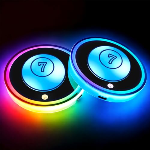 Number 7 Ball Car LED Cup Holder Lights Vibration Sensor Cups Coasters - color: 7th Ball