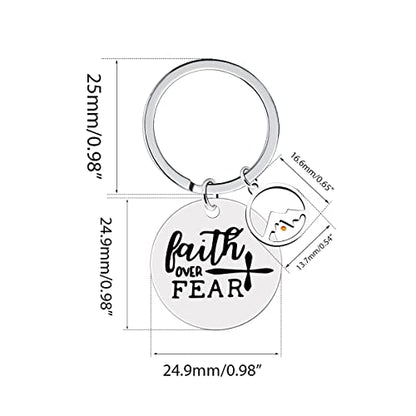 Uloveido Stainless Steel Faith Cross Keychain & Jesus Loves Me Christian Keyring Mustard Seed Charms Religious Jewelry - style: Faith Over Fear-round Mountain