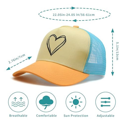 Embroidered Baseball Cap for Women - 2025 Trendy hat Adjustable Breathable Summer Beach Hat Christmas - color: Cute Love Heart