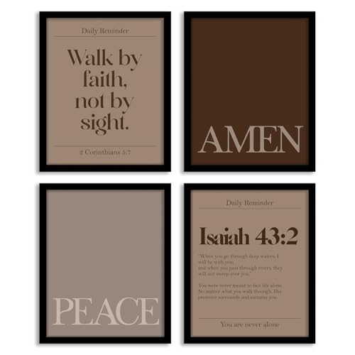 WEFKODO Scripture Christian Bible Verse Wall Art Brown Posters Prints - color: amen
