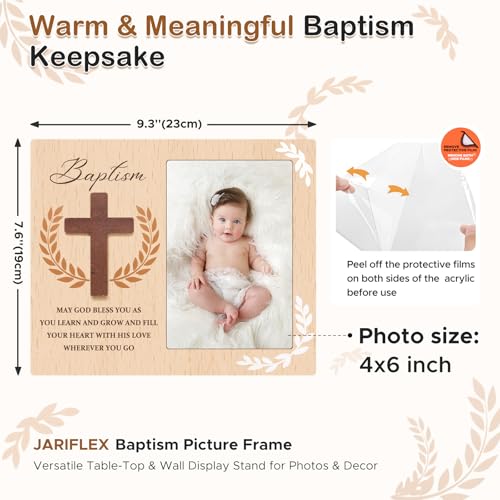 Baptism Picture Frame, Baptism Gifts for Boys Girls with Real Wood Cross - color: 3D-CROSS 4x6