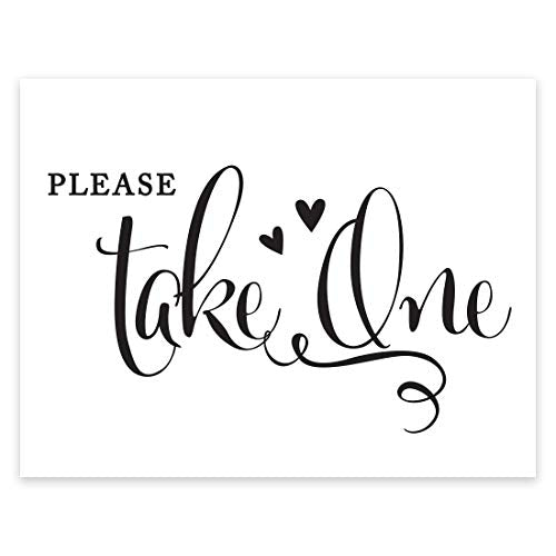 Andaz Press Wedding Party Signs, Formal Black and White, 8.5-inch x 11-inch, Please Take One Favors & Gifts Sign, 1-Pack - color: Please Take One