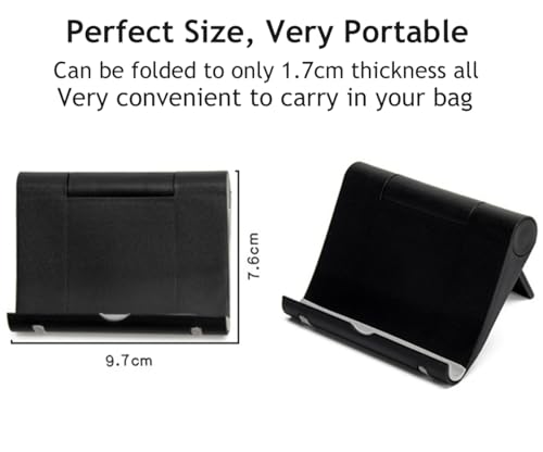Adjustable Foldable Cell Phone Stand for Desk, Compatible with Most Smartphones and Tablets, Anti-Slip Rubber Base for Stability - color: Black 2 PCS