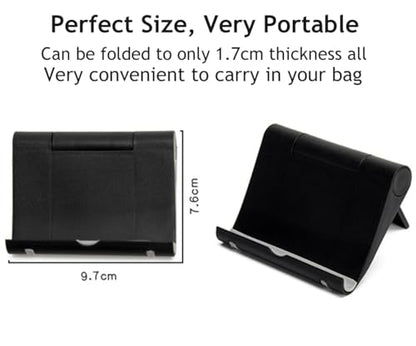 Adjustable Foldable Cell Phone Stand for Desk, Compatible with Most Smartphones and Tablets, Anti-Slip Rubber Base for Stability - color: Black 2 PCS