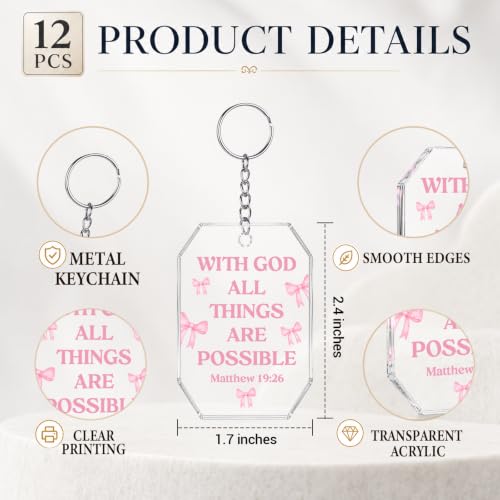 Christian Bible Verse Gifts Bulk, 12 Pcs Bible Verse Keychains Accessories
