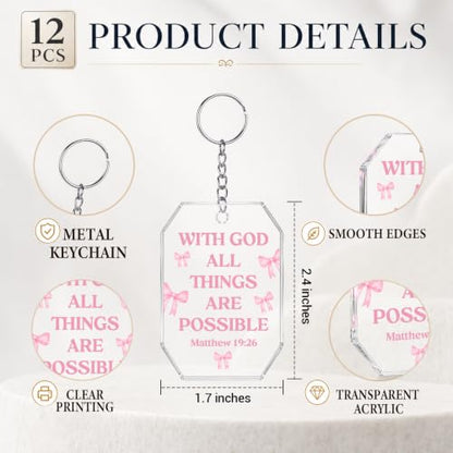 Christian Bible Verse Gifts Bulk, 12 Pcs Bible Verse Keychains Accessories