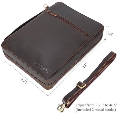 Polare Full Grain Cowhide Leather Bible Cover Church Bag Bible Protective Book Holder Carrying Case Folder Organizer Portfolio (Dark Brown with Shoulder Strap) - style: Dark Brown with Shoulder Strap