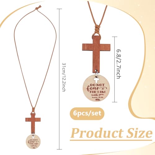 PH PandaHall 6pcs Wood Cross for Car Mirror Hanging, 12 inch Wood Hanging Ornaments Bible Verse Decor for Rear View Mirror Accessories Christian Gifts Easter Decoration Bible Study Supplies