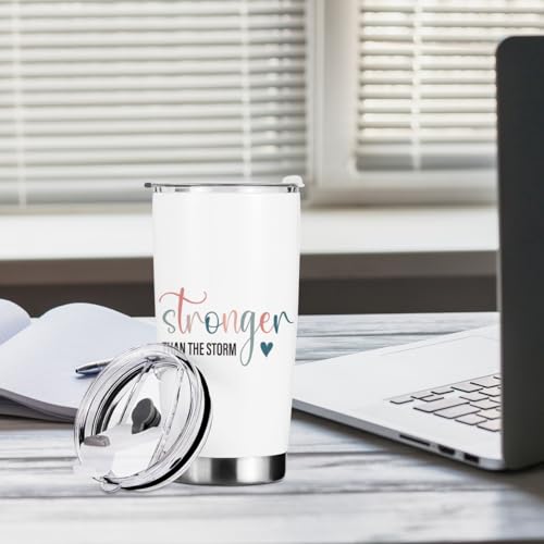 Inspirational Quotes Tumbler, Positive Gifts for Women Friends Bestie Christmas Birthday Boss Day, Motivational Gifts Coffee Mug Stainless Steel Vacuum Insulated Double Wall Travel Cup with Lid 20oz - color: Stronger Storm 1151