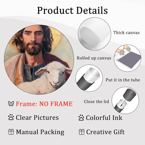 Jesus Holding Sheeps Canvas Wall Art Good Shepherd Poster Jesus And Lamb Print Christian Easter Pictures Abstract Christ Artwork Picture Of Christ Portraits The Sheep Painting 16x24in No Frame - color: A3Unframed