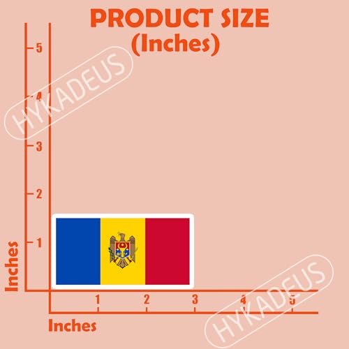 (3Pcs) Moldova Flag Stickers – Moldovan Sticker, Waterproof Country Flag Vinyl Decals for Laptop, Water Bottle, Scrapbook, Phone Case, Helmet, Travel Gear, 3" x 1.6" - color: Moldova