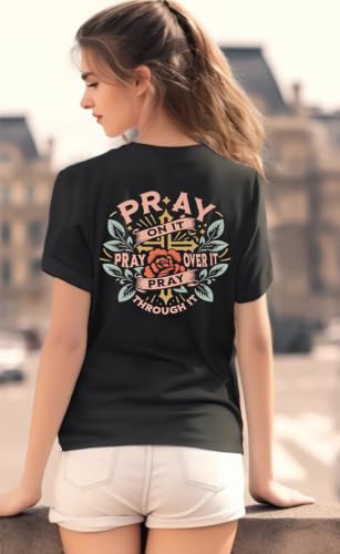 Christian Jesus Faith T Shirts for Women - color: Black1, size: Large