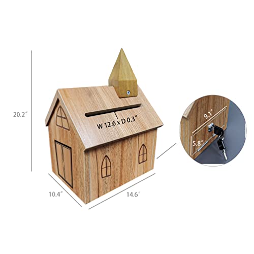 FixtureDisplays® Engineered Wood Tithes Offering Donation Box with Christian Cross, Church, Collection Boxes, Charity Boxes 14.5 X 10.4 X 20.3", Anti-Fishing, Requires Simply Assembly 21397-FBA