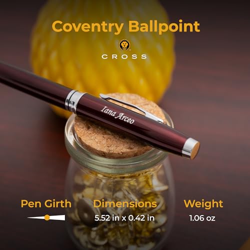 Cross Coventry Personalized Ballpoint Pen in Red Lacquer with Chrome Trim - color: Red