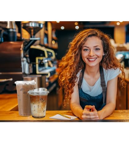 16 oz Clear Plastic Cups with Strawless-Sip-Lids, 25 Sets Disposable Cup Plastic Iced Coffee Cups, To Go Cup with Sip Through Lids for Smoothie, Milkshake, Cold Drinks for Party, Wedding, Event - size: 16 oz Regular