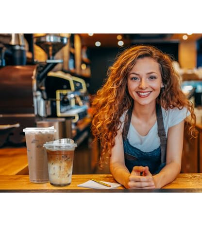 16 oz Clear Plastic Cups with Strawless-Sip-Lids, 25 Sets Disposable Cup Plastic Iced Coffee Cups, To Go Cup with Sip Through Lids for Smoothie, Milkshake, Cold Drinks for Party, Wedding, Event - size: 16 oz Regular