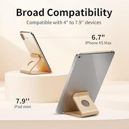 Cell Phone Stand for Desk - Office Wood Portable Desktop Phone Holder for Bed - color: Birch