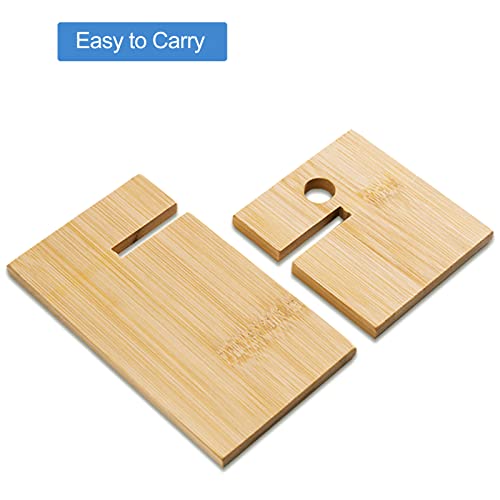 Bamboo Phone Stand Holder Adjustable Folding Phone Stand with Chargeable Hole for Desk - style: Phone Stand A