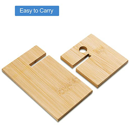 Bamboo Phone Stand Holder Adjustable Folding Phone Stand with Chargeable Hole for Desk - style: Phone Stand A