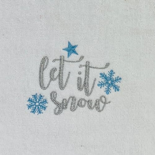Christmas White Hand Bathroom Towels Elegant Snowflakes Let It Snow, 16x26" - color: Crystal Snowflake