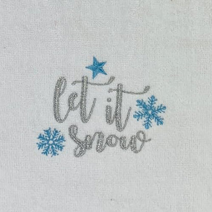 Christmas White Hand Bathroom Towels Elegant Snowflakes Let It Snow, 16x26" - color: Crystal Snowflake