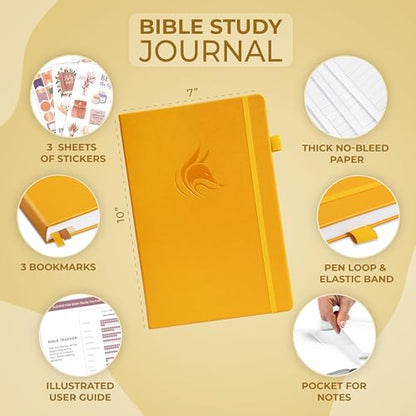 Clever Fox Bible Study Journal, Guide, Supplies for Women 7x10 Amber Yellow - color: Amber Yellow, size: Smaller than A4 (7" x 10")