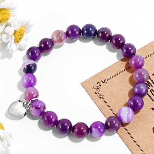 VIBILIA Cross Beaded Bracelets for Women, Birthday Gifts - color: E 2. Heart - Purple Banded