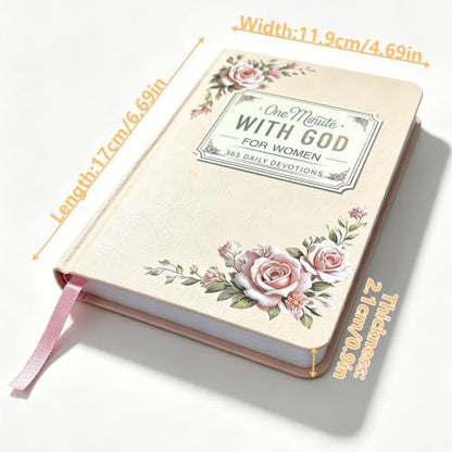 Aigaisen One Minute with God for Women,365 Days of One Moment Daily Devotionals Prayer Book,2026 Bible in a Year,Christian Gifts for Women＆Mom 1 Minute Study Faux Leather Journal