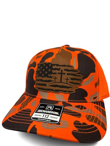 Christian Jesus Cross Hat for Men and Women – God Religious Faith Baseball Cap Trucker Snapback Hat - color: Blaze