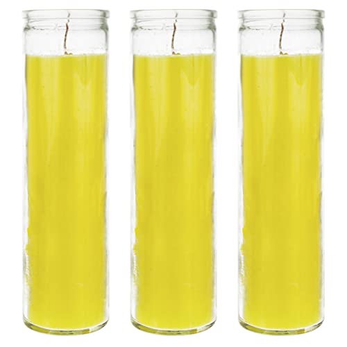 Mega Candles Unscented Devotional Vigil Prayer Wax Candle 3 Count 2" x 8" - color: Yellow, size: 3 Pieces