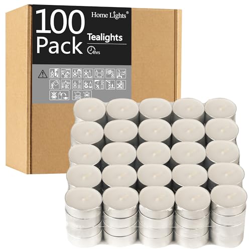 Tealight Candles - 4 Hours - Giant 100,200,300 Bulk Packs - White Unscented European Votive Smokeless Tea Lights for Shabbat, Weddings, Christmas, Home Decorative- 100 Pack - size: 100 Pack