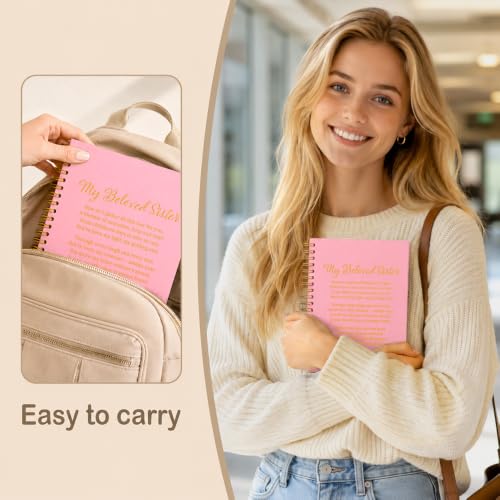 My Beloved Sister Lined Spiral Notebook, Sister Notebook Journal - color: Pink3