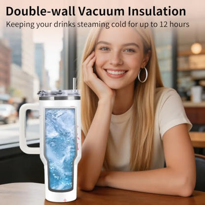 Inspirational 40 oz Tumbler with Handle & Straw, Don't Quit Your Day Dream - color: Dream1