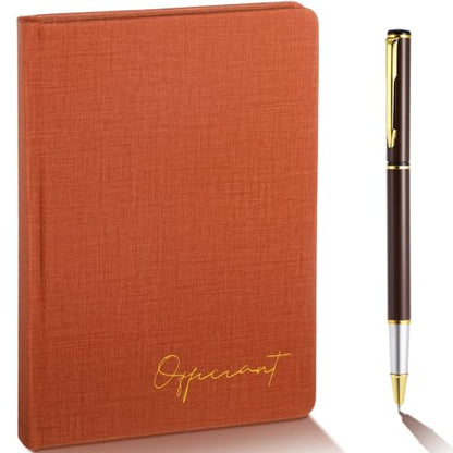 Engrowtic Wedding Officiant Book with Pen 5.25x8.25,Brown,Classic - color: Brown, style: Classic