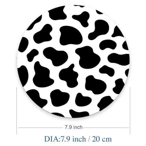 Mouse Pad, Cow Print Customized Premium-Textured Round Mouse Pad, Washable Mousepads with Non-Slip Rubber Base Computer Mouse Pads for Wireless Mouse 7.9×7.9×0.12 inches - color: Cow Print