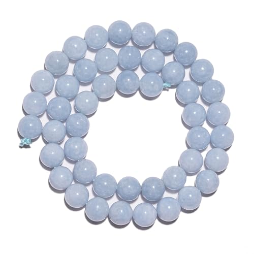 10mm Natural Aquamarine Gemstone Beads Polished Round Smooth Stone Beads for Bracelets Jewelry Making 15inch Loose Beads - color: Aquamarine, size: 10mm