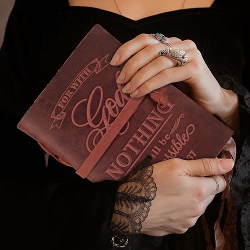 LEATHER VILLAGE Faith Journal Nothing Impossible Verse, Fuchsia 13x8. - color: Fuchsia, size: 13 inches X 8 inches
