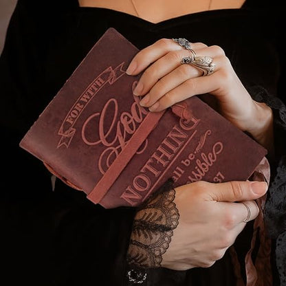 LEATHER VILLAGE Faith Journal Nothing Impossible Verse, Fuchsia 13x8. - color: Fuchsia, size: 13 inches X 8 inches