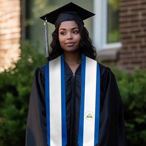 Graduation Satin Sash Scarf 72" Stole - color: Nicaragua Flag