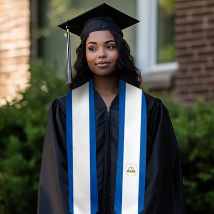 Graduation Satin Sash Scarf 72" Stole - color: Nicaragua Flag