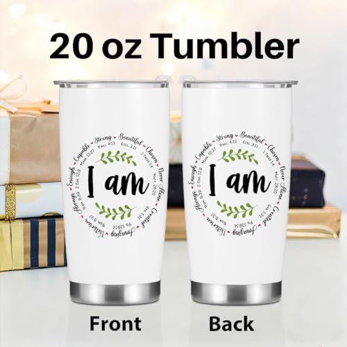 Christian Gifts for Women Men Girls Tumbler, Inspirational Bible Verse Scripture Gifts Birthday Christmas, Faith Religious Coffee Mug Stainless Steel Vacuum Insulated Double Wall Travel Cup with Lid - color: I Am Strong 1224