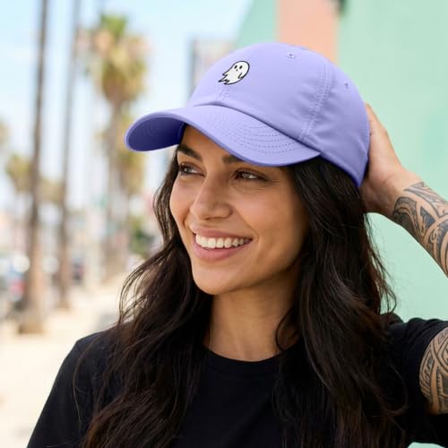 DALIX Ghost Embroidered Mens Womens Cotton Dad Hat Baseball Cap Adjustable - color: Lavender