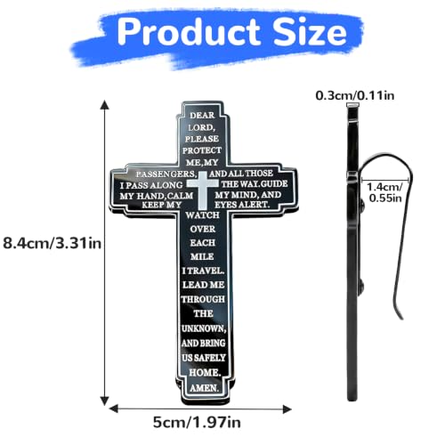 Christian Visor Clip Cross for Car, Drive Safe Religious Accessories, Black - color: Black