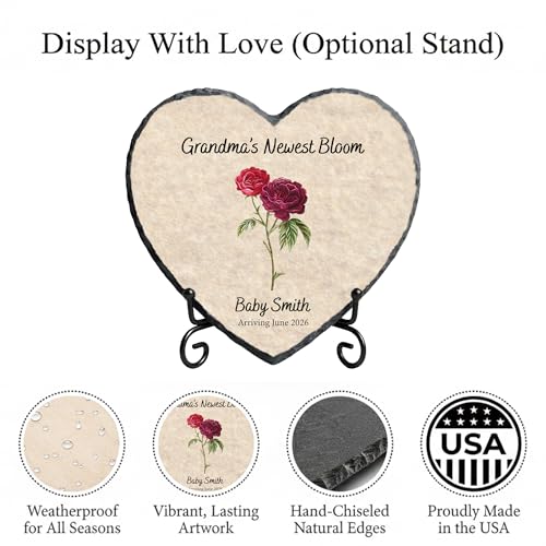 Pregnancy Announcement Gift for Grandma Personalized - Custom Stone Plaque - Promoted to Grandma Gift for Nana, Mimi & Gigi - Unique Baby Reveal Keepsake with Name & Due Date Gifts (S-203) - color: S-203