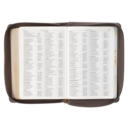 KJV Holy Bible, Compact Large Print Vegan Leather Red Letter Edition - Ribbon Marker, King James Version, Floral Dusty Taupe, Zipper Closure (KJV Compact LP Editions)