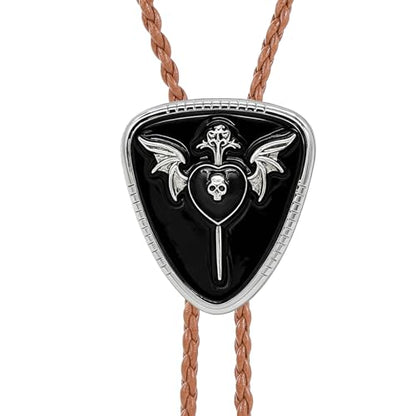 GelConnie Bolo Tie for Women Heart Cowboy Necktie Flower Gothic Mens Bolo Ties Bolero Necklace Red Western Ties for Men - color: Black Skull Bolo Tie