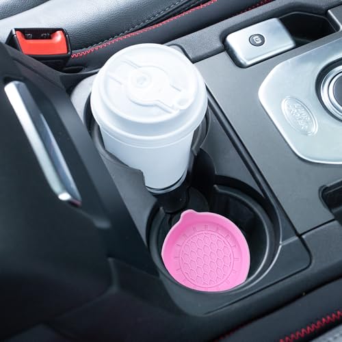 Amooca 2-Pack Spill-Proof Cup Coasters Non-Slip Car Cup Holder Inserts - color: Pink, size: 2 pack