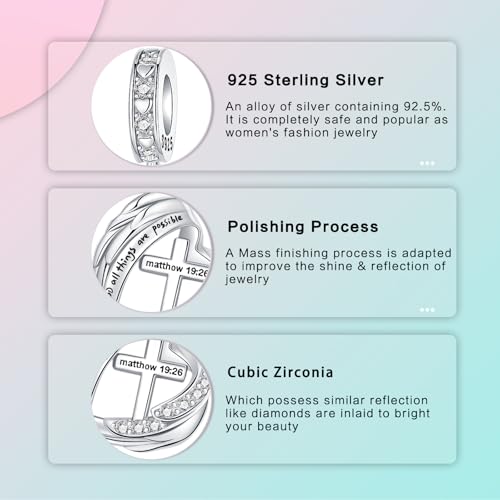 LUXILLA 925 Sterling Silver Charm Golden Family Tree Sparkling Cross Cute Dragon Charms Fits Bracelets Necklace Pendant Bead Jewelry Gift for Women Family Friends - color: Angel Wing Cross Charm