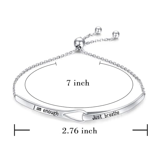 Sterling Silver Engraved Inspirational Adjustable Infinity Bracelet Graduation Gift for Mother Sister Best Friend Jewelry for Women - style: I am enough